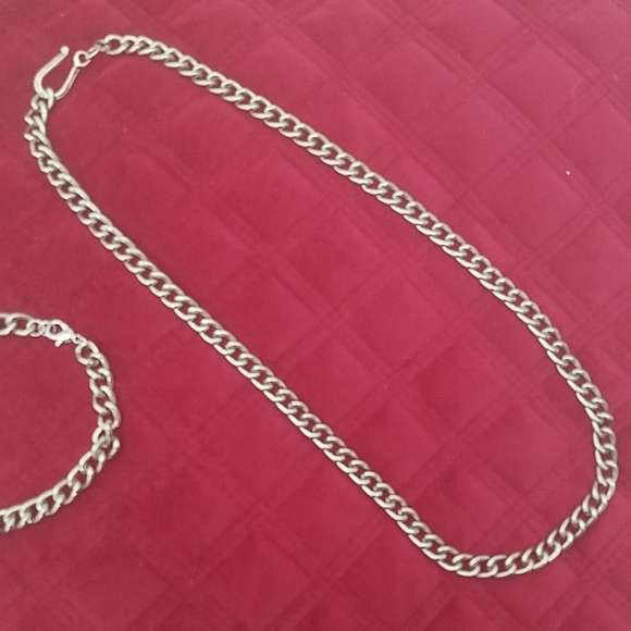 Necklace Curb chain Silver Tone hook clasp NEW - Picture 3 of 5